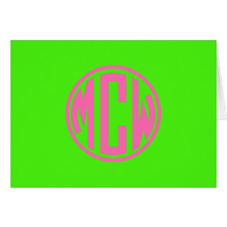 Rose Chaud Vert Citron Préparatifs Cercle Monogram