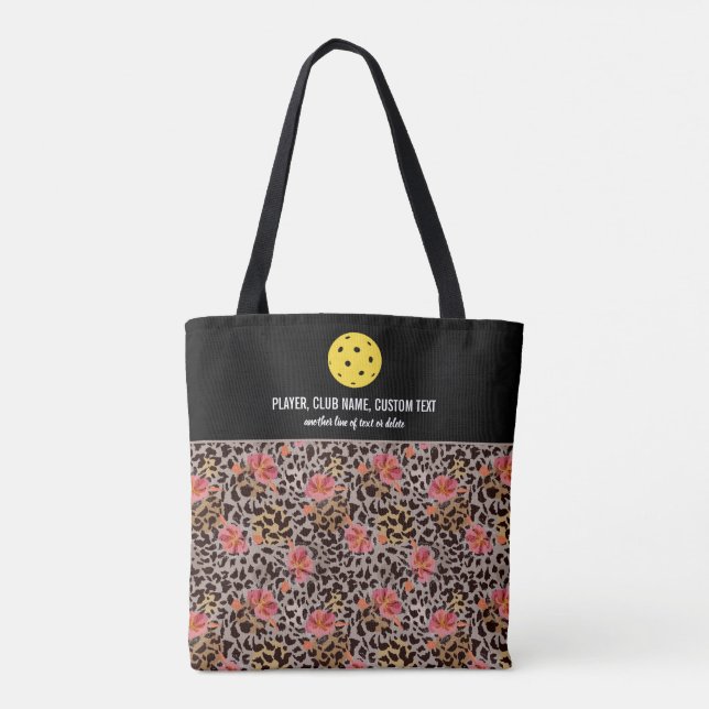 Rose-Cheetah Print Custom Pickleball Paddel Tasche (Rückseite)