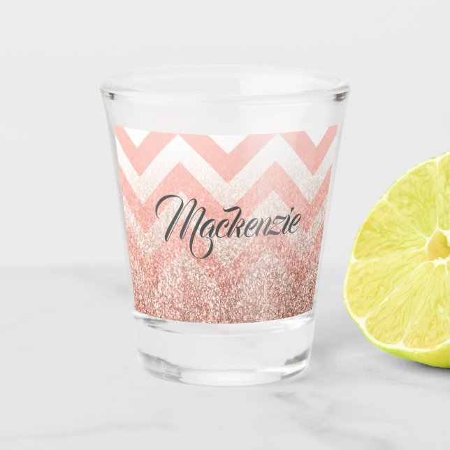 Rose Chevrons und Glitzer Schnapsglas (Vorderseite)
