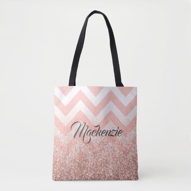Rose Chevrons und Glitzer Tasche (Vorderseite)