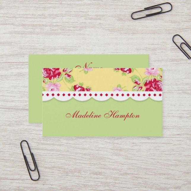 Rose Chic Business Card Visitenkarte (Vorderseite/Rückseite Beispiel)
