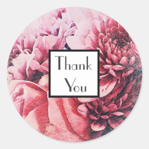 Rose Chrysantheme Danke Hochzeitsgeschenk Aufklebe Runder Aufkleber