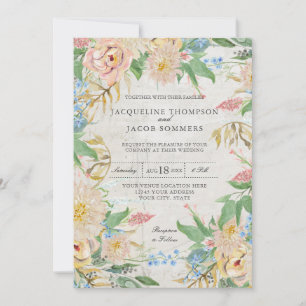 Rose Chrysanthemum Geflortes Wasserfarben Kunst, D Einladung