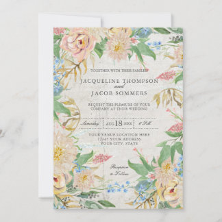 Rose Chrysanthemum Geflortes Wasserfarben Kunst, D Einladung