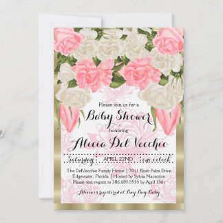 Rose classique Invitation Baby shower à thème