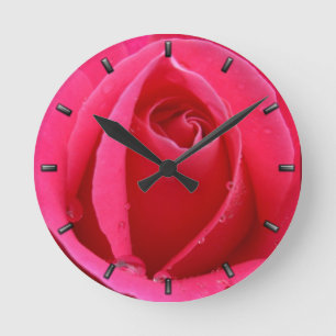 Rose Clock Red Rose Flower Wall Clock Rose Decor Runde Wanduhr