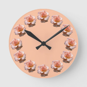 Rose Clock Wildrose Wall Clock Peach Rose Clock Runde Wanduhr