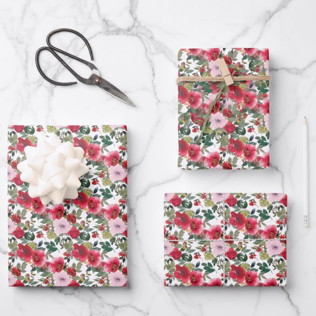 Rose Cluster Wrapping Paper Geschenkpapier Set (Vorderseite)