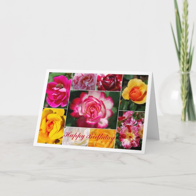 Rose Collage Happy Birthday Card Karte (Vorderseite)