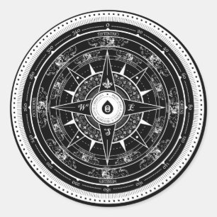 Rose Compass - Sticker (Noir)