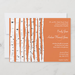 Rose corail Birch Tree Invitations de mariage