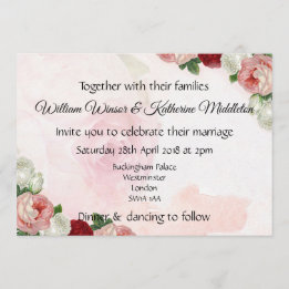 Rose coutume Mariage Invitation double face