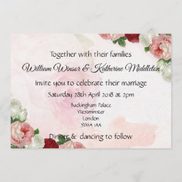 Rose coutume Mariage Invitation double face
