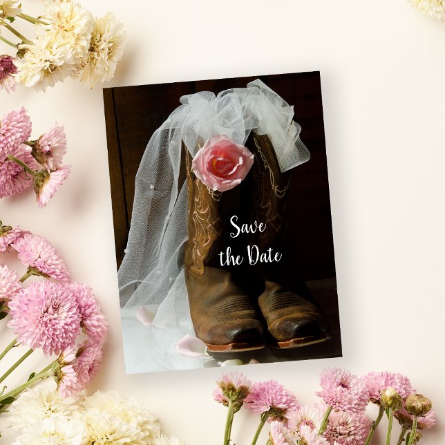 Rose Cowboy Boots Hochzeit speichern das Datum Save The Date (Von Creator hochgeladen)
