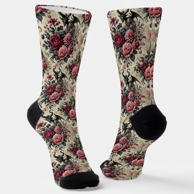🔥 Rose Crematory - Gotisches Viktorianisches Tape Socken (Gewinkelt)