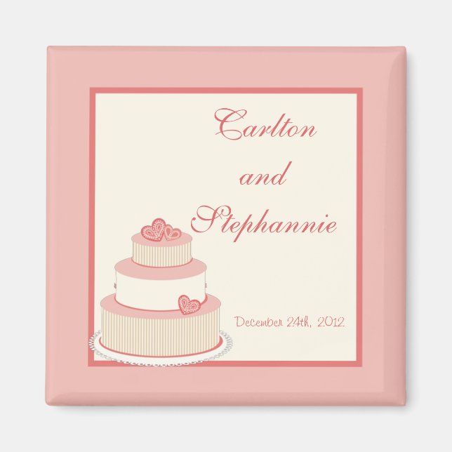 Rose/Creme Wedding Cake Magnet Gefallen (Vorne)