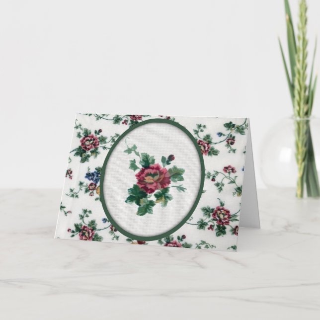 Rose Cross Stitch Geburtstagkarte Karte (Vorderseite)