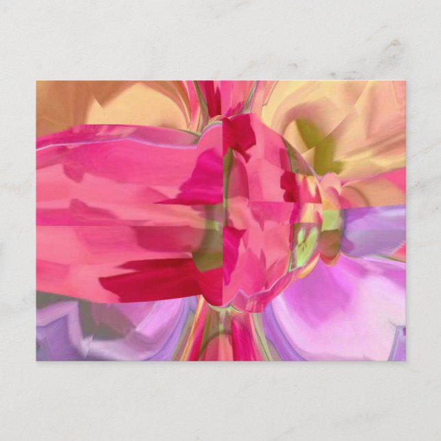 Rose Crystal - RedRose PinkRose Bud n Petal Postkarte (Vorderseite)