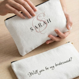 Rose Cute Monogram Personalized Bridesmaid Gift Zubehörtasche