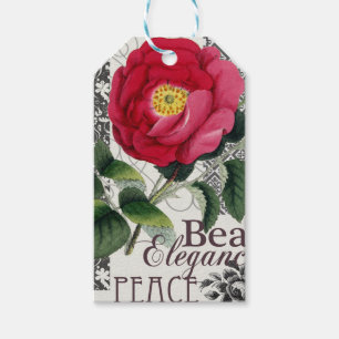 Rose Damask Hübsche Blumenantik Geschenkanhänger