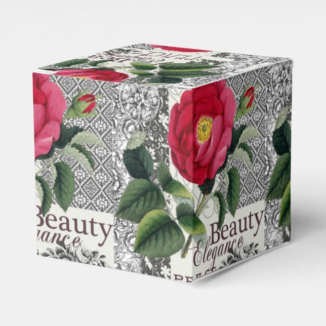 Rose Damask Hübsche Blumenantik Geschenkschachtel (Vorderseite)