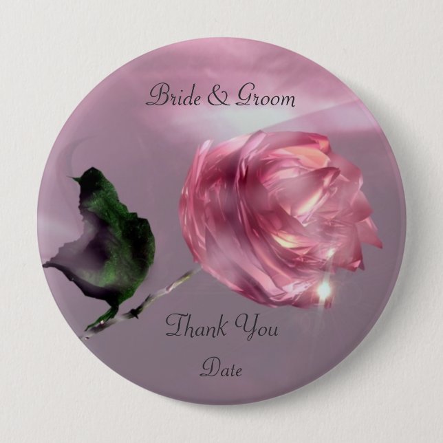 Rose Danke Gastgeschenk Hochzeit Button (Vorderseite)