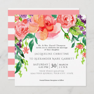 Rose d'aquarelle moderne Faire-part de mariage flo