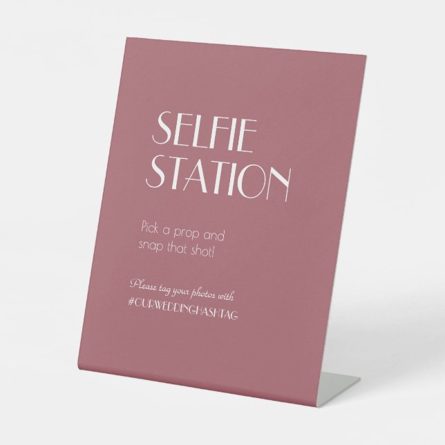 Rose | Dark Rose Wedding Selfie Station Sockelschild (Vorderseite)