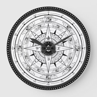 Rose de boussole - horloge (blanche)