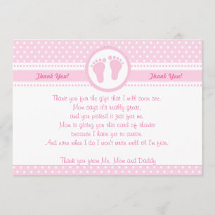Rose de carte de remerciements de baby shower de
