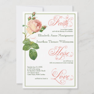 Rose de chou Script Faire-part de mariage chrétien
