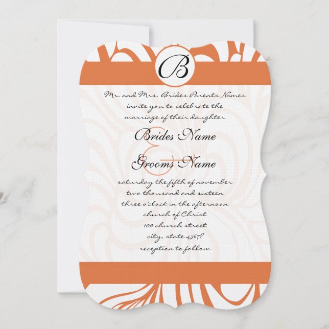 Rose de corail tournoie les invitations de mariage (Devant)