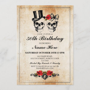 Rose de fête d'anniversaire Crânes Invitation Hall
