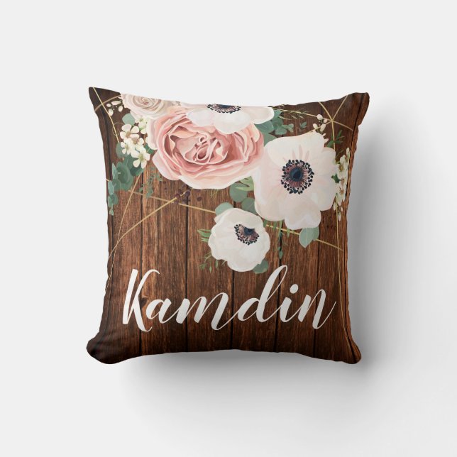 Rose de jardin géométrique Coussin personnalisé Ba (Recto)