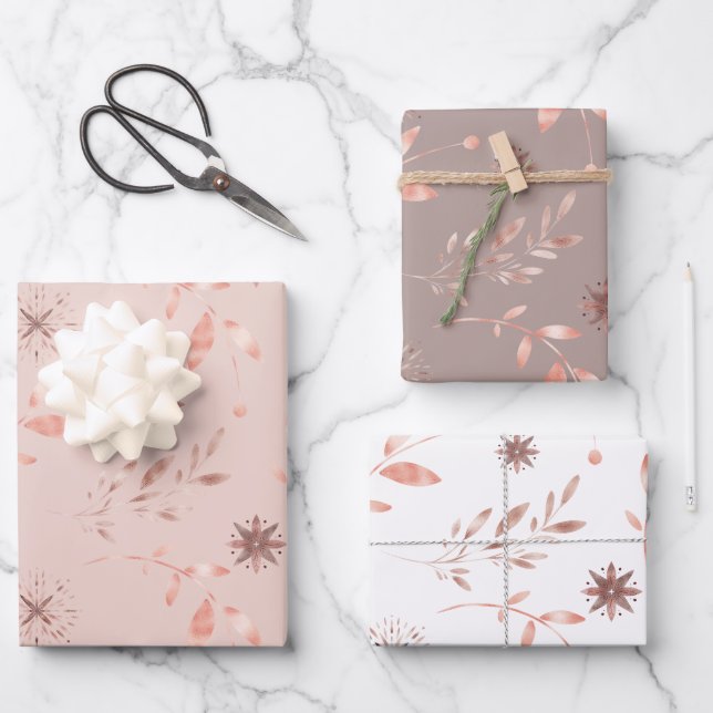 Rose de Noël Feuilles d'or et étoiles (Recto)
