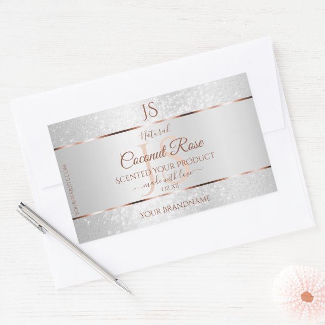 Rose de Parties scintillant d'argent Or Étiquettes (Enveloppe)