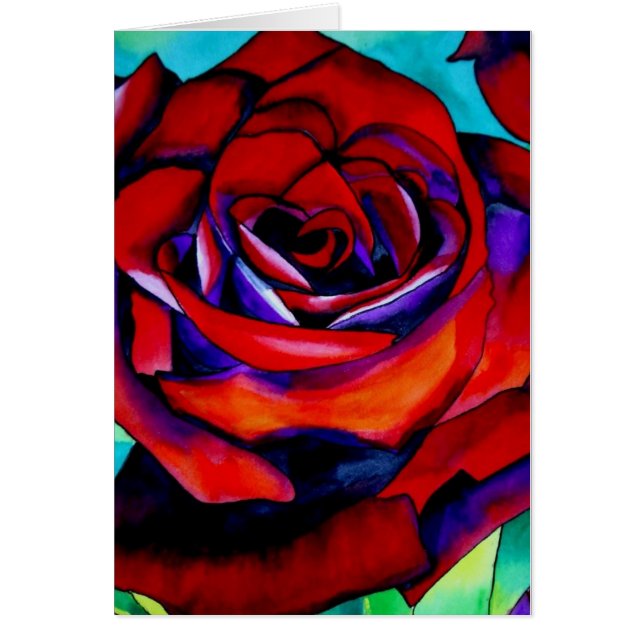 Rose de passion rouge art aquarelle originale (Devant)