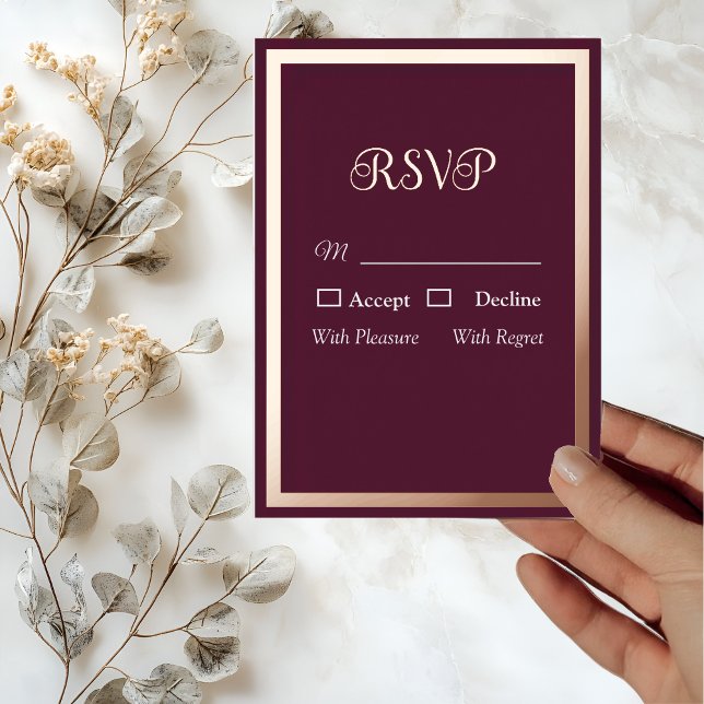 Rose de typographie moderne élégante carte or RSVP (Créateur téléchargé)
