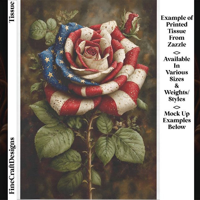 Rose der amerikanischen Flagge, Sterne und Streife Seidenpapier (Von Creator hochgeladen)