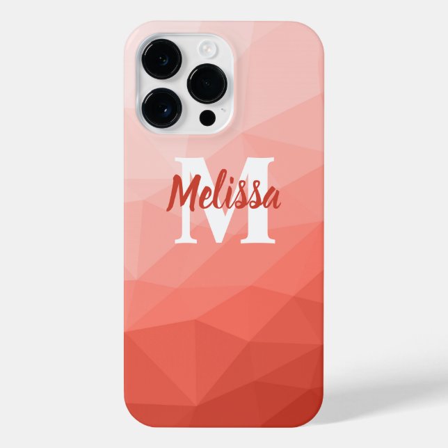 Rose der geometrischen Maschenöffnung Monogram iPhone 14 Pro Max Hülle (Rückseite)