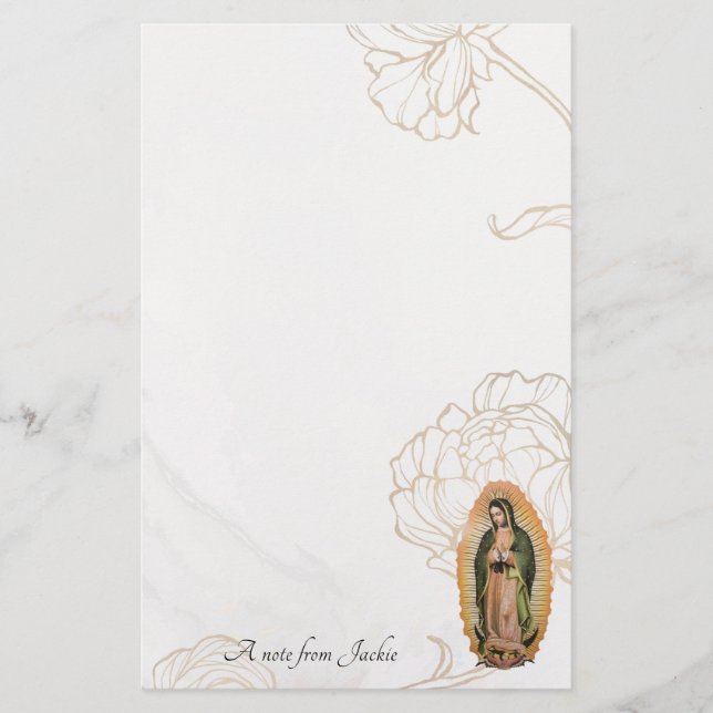 Rose der Goldenen Linie Unsere Dame von Guadalupe Briefpapier (Vorderseite)