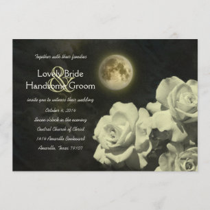 Rose der Hochzeit auf Vollmond-Elfenbeinküste Einladung