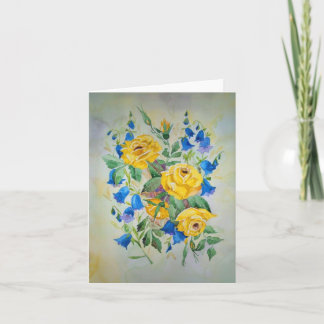 Rose der Karte und Blauer Glocken