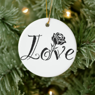 Rose der Liebe Keramik Ornament