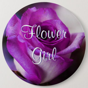 Rose der lila Blütenmädchen Button