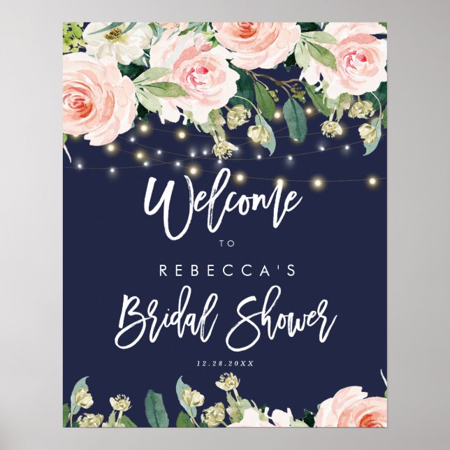 Rose der Marine Blumenkohl Brautparty Begrüßungsze Poster (Vorne)