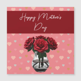 Rose der Mutter mit Blumenstrauß und Rot Magnetkarte