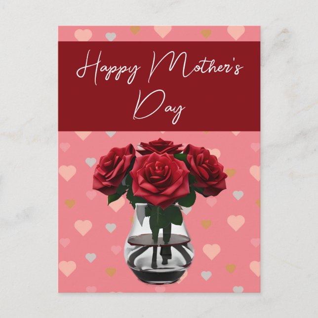 Rose der Mutter mit Blumenstrauß und Rot Postkarte (Vorderseite)