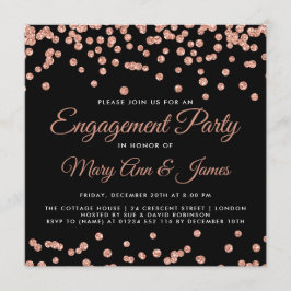 Rose der Partnerin Gold Glitzer Confetti Black Einladung