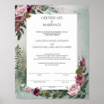 Rose der Pine Forest Burgund Eheurkunde Poster<br><div class="desc">Das Pine Forest Burgundy Rose Certificate of Marriage Poster ist ein Sake, der bei Abschluss der Zeremonie unterzeichnet werden soll und bleibt eine wunderschöne gerahmte Erinnerung Ihres besonderen Tages. Es ist mit einem holzgrünen Hintergrund mit Eckrahmen aus bordeauxroten und staubigen Rose, Kiefernkegel, Kiefern- und Farnakzenten ausgestattet. Die Szene ist abgeschlossen,...</div>